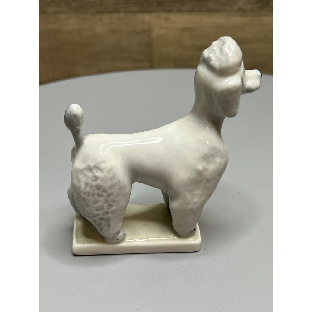 Zsolnay Hungary Porcelain Light Gray Poodle Dog Figure 3.5